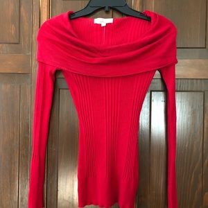 Candy apple red cowl neck shirt